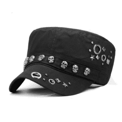 Skull Rivet Flat Peaked Hats